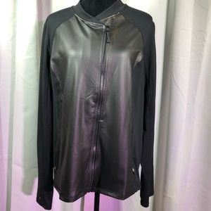 Livi Active Faux Leather Bomber Jacket Angled Zip Distressed Lightweight 22/24